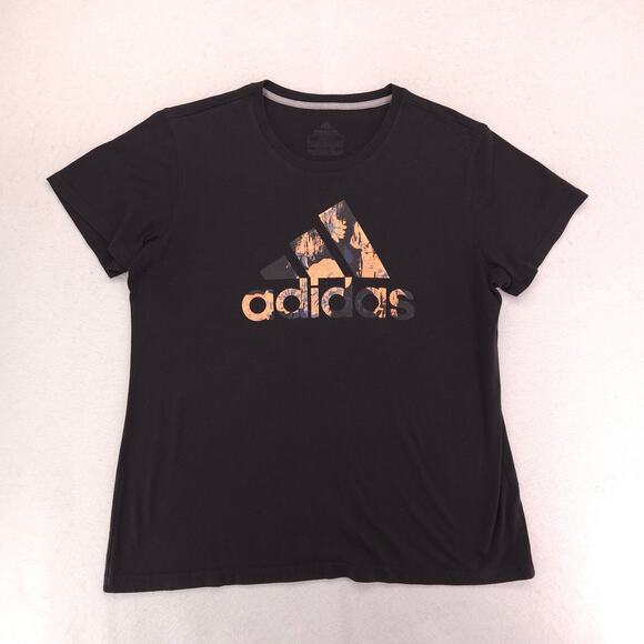 Adidas Graphic Short Sleeve Crew Neck Casual T Shirt Womens Size XL Black - Picture 2 of 8